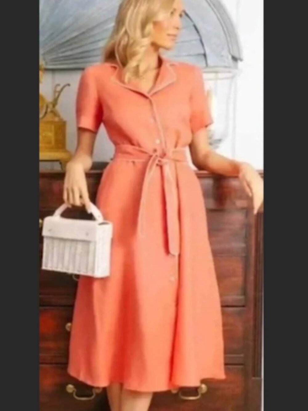Tuckernuck Meriweather Coral Linen Dress Size